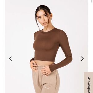LONG SLEEVE CROP TOP - ESPRESSO